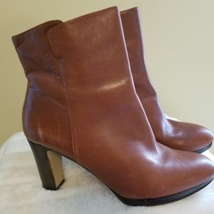 Nine West Leather Cognac Ankle Boots